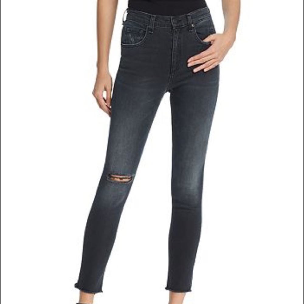 Rag & bone jean High Rise Skinny Raw Hem Jeans in Steele